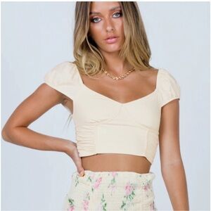 Princess Polly Cream Crop Top
